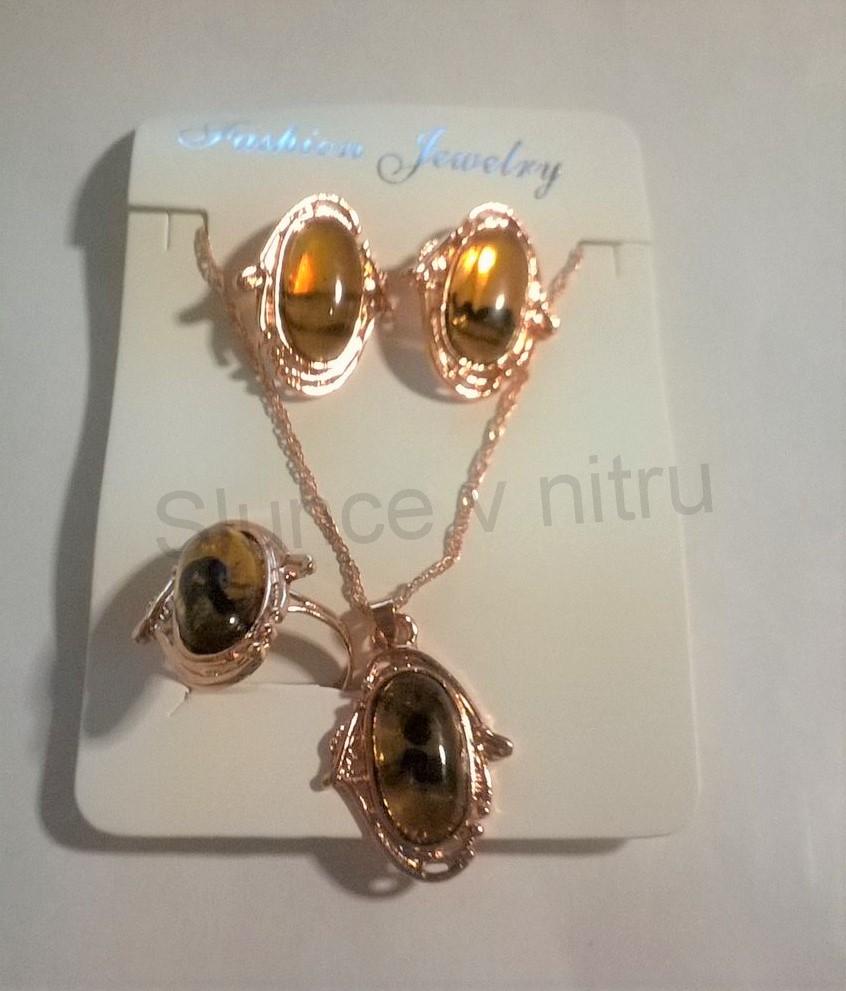 Pozlacená souprava šperků imitace Jantaru (BS82)