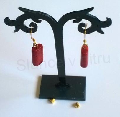 Minerální pozlacené náušnice Korál Houbový (X376)