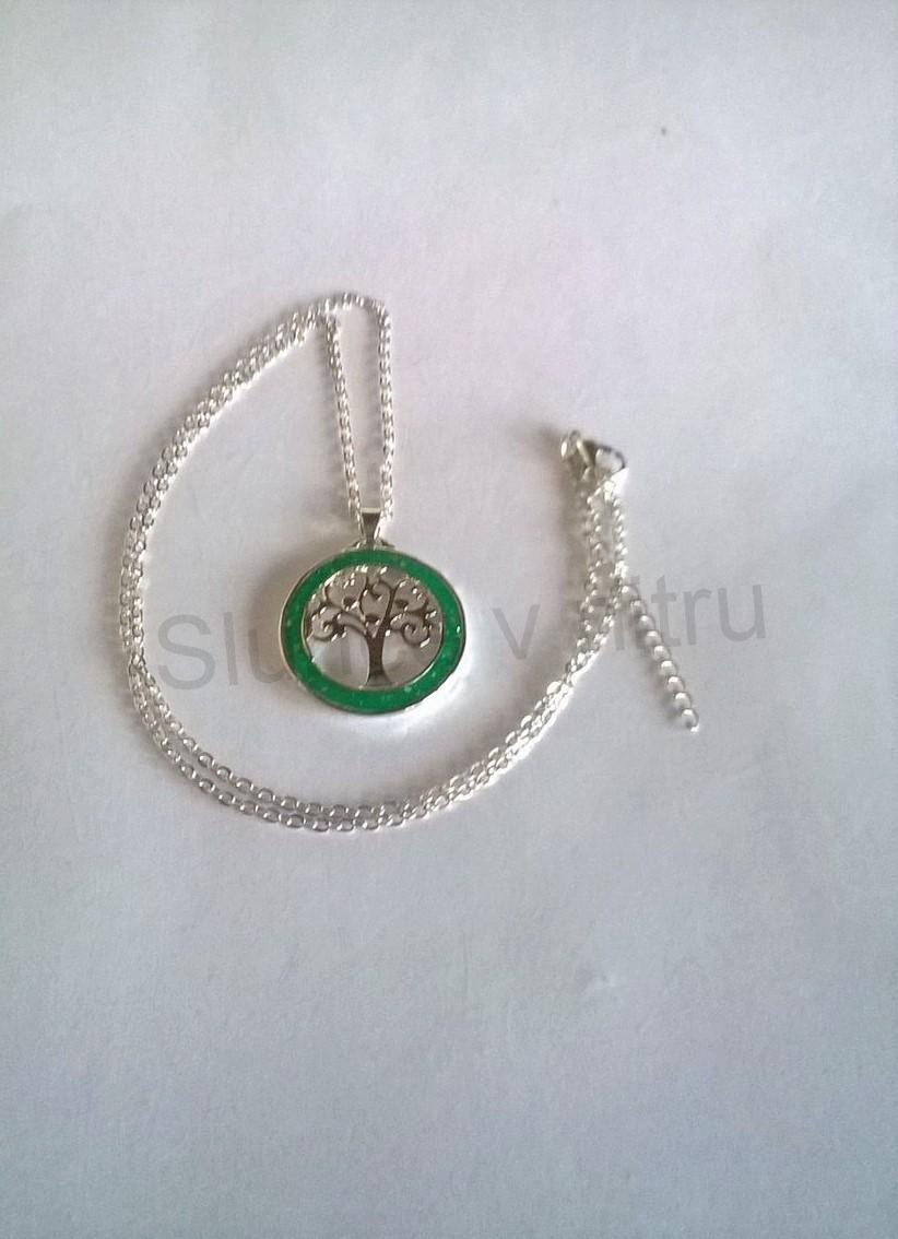 Postříbřený náhrdelník Strom Života a opálové zdobení (BD249)