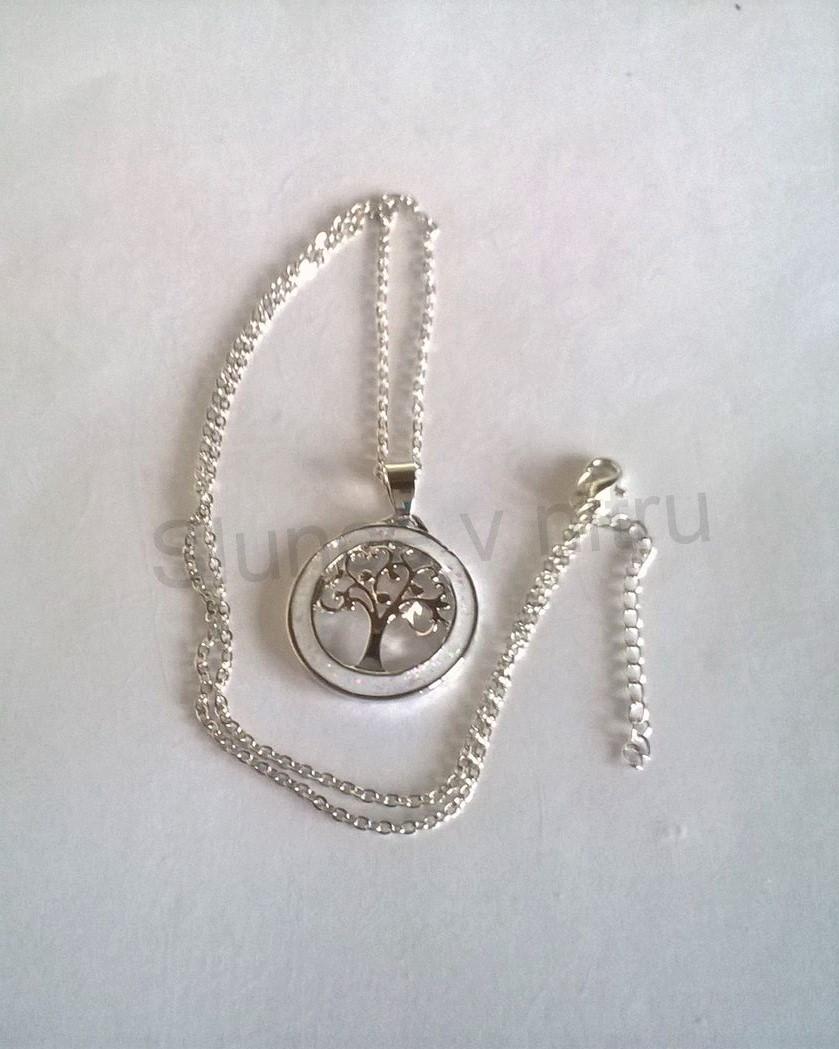 Postříbřený náhrdelník Strom Života a opálové zdobení (BD250)