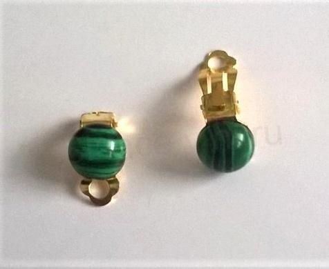 Minerální náušnice klipsy s Malachitem 17,7 x 10 mm (X411)