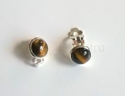 Minerální náušnice klipsy s Tygřím Okem 16,4 x 13,4 mm (X417)