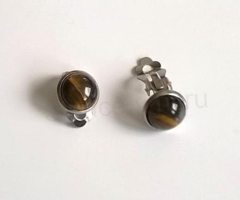 Minerální náušnice klipsy s Tygřím Okem 16,4 x 13,4 mm (X421)