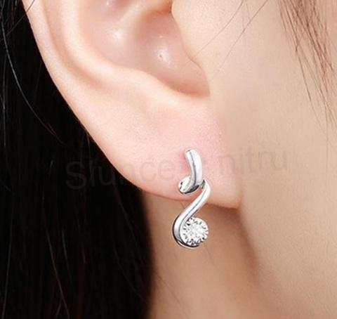 Postříbřené náušnice s čirým zirkonem (BB411)