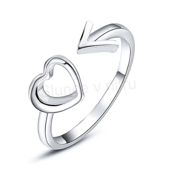 Otevřený prsten Srdce a Šíp růžový (BP165)