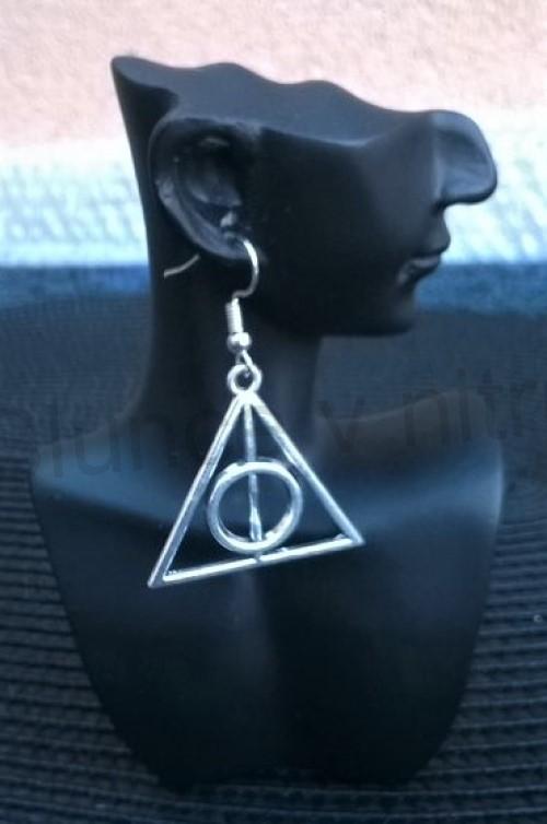 Dlouhé náušnice Harry Potter - Relikvie Smrti - platinové (BB412)