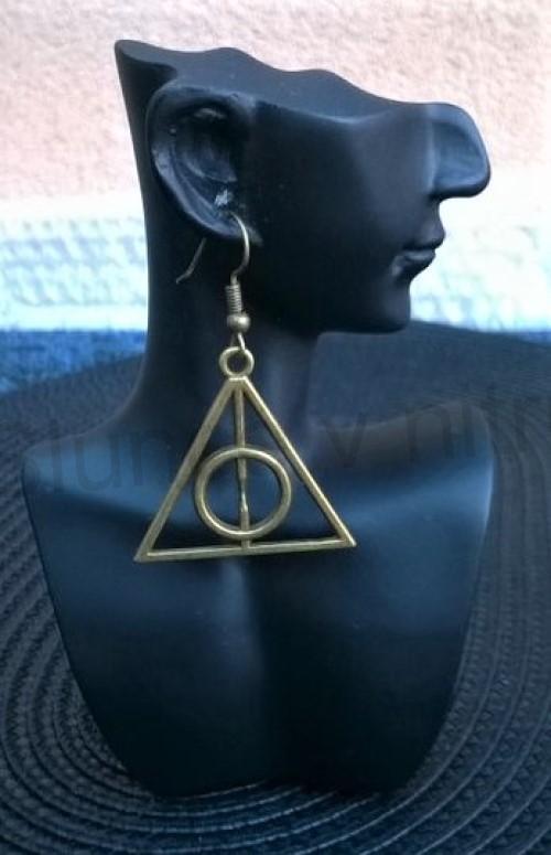 Dlouhé náušnice Harry Potter - Relikvie Smrti - starobronz (BB413)