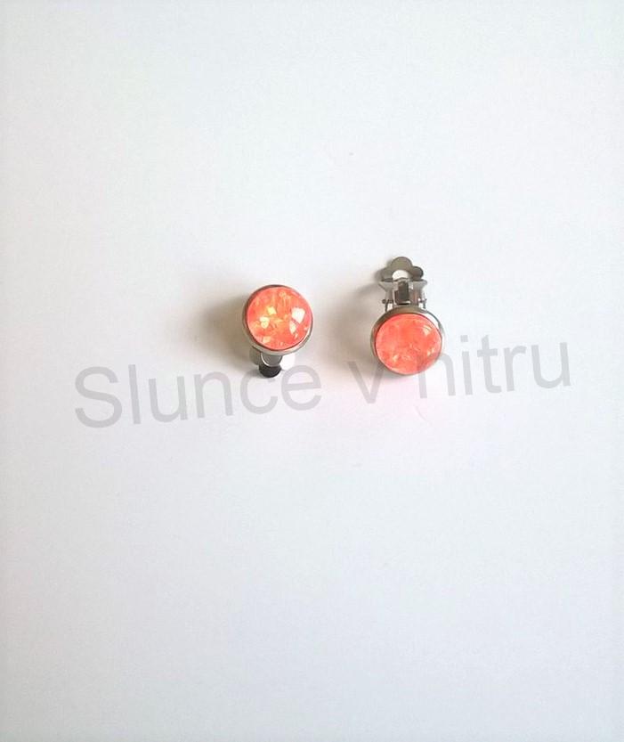 Náušnice klipsy se syntetickým opálem (BB418)