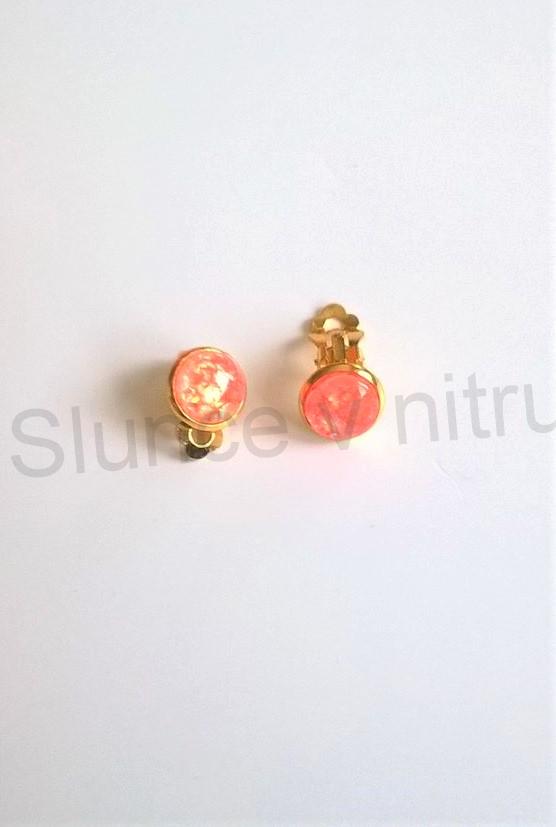 Náušnice klipsy se syntetickým opálem (BB419)