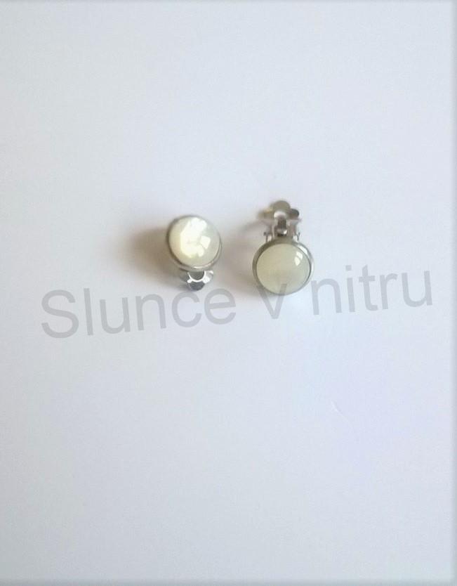 Náušnice klipsy se syntetickým opálem (BB422)