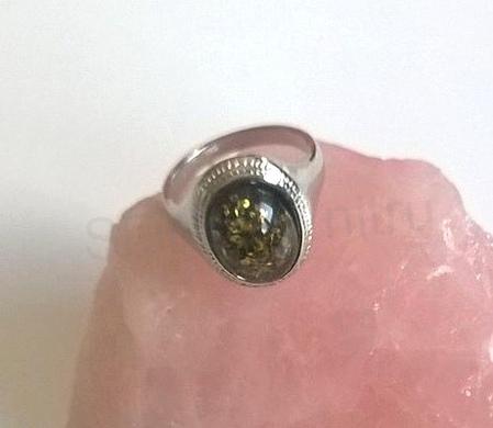 Minerální prsten s Jantarem postříbřeno (X445)