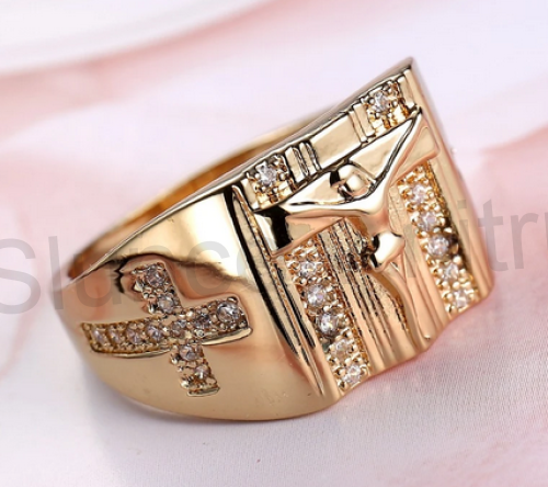 Pozlacený prsten z nerez oceli se zirkony (BP175)