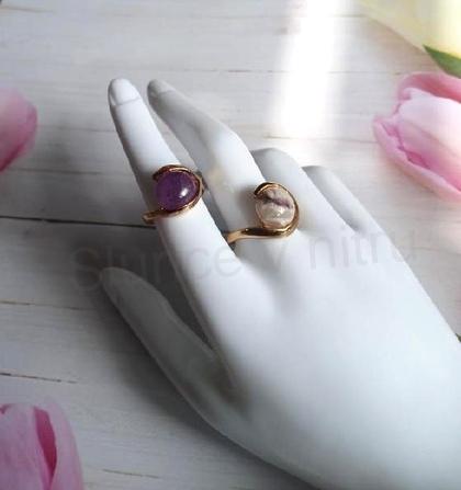 Minerální pokovaný prsten Ametyst | 61 (X453)