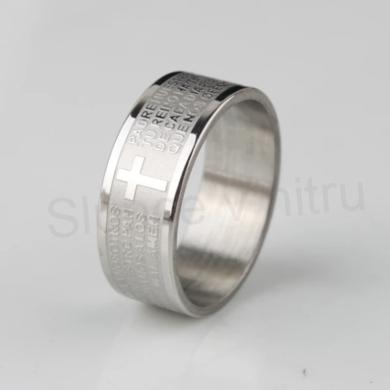 Prsten z titánové oceli kříž (BP172)