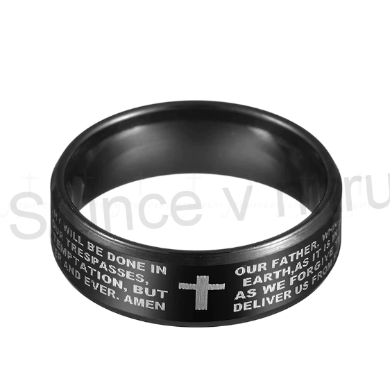 Prsten z titánové oceli kříž (BP173)