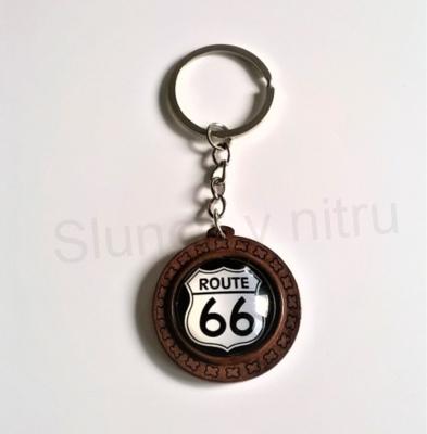 Přívěsek, klíčenka na klíče - Route 66 - dřevěný (D309)