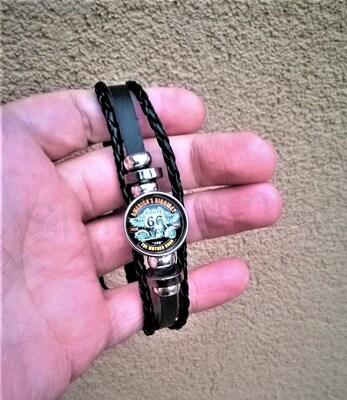 Kožený náramek nastavitelný Route 66 (BC468)