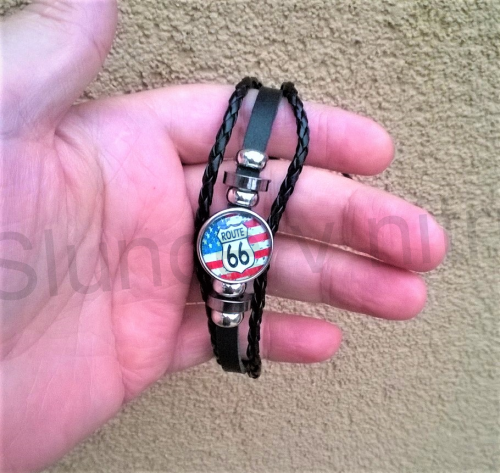 Kožený náramek nastavitelný Route 66 (BC469)