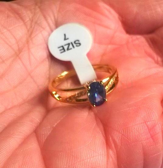 Prsten s tanzanitem pozlacený velikost 54 (BE167)