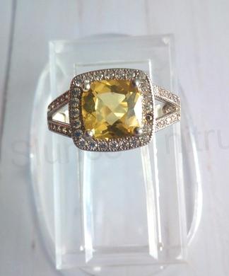 Postříbřený prsten s Citrínem a zirkony (BE170)