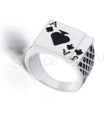 Postříbřený pánský prsten se vzorem karet (BP76)