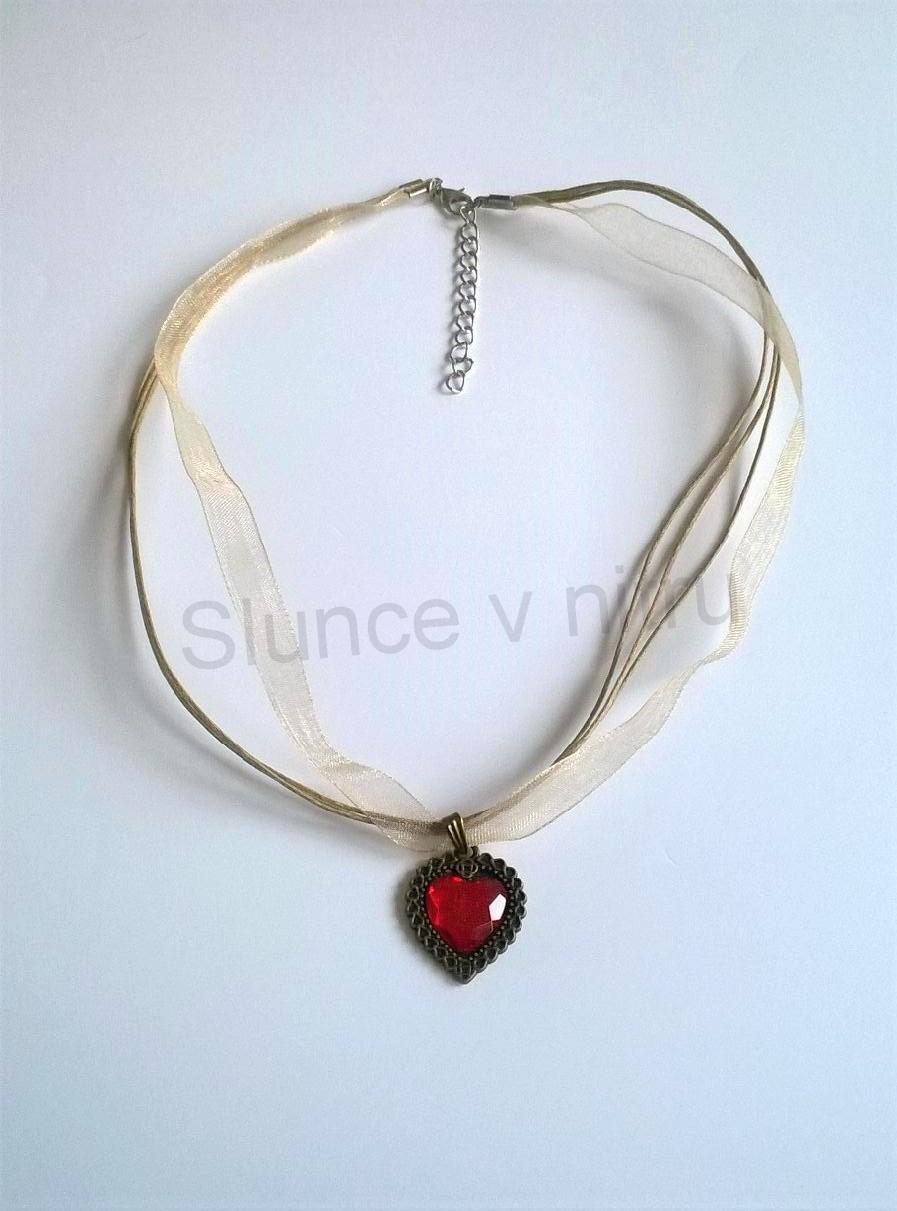 Satenový náhrdelník se srdcem (BD296)