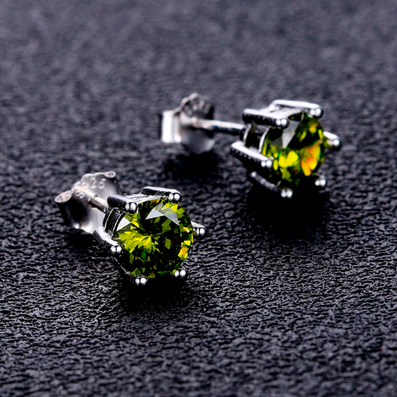 Postříbřený puzetové naušnice Olivínové (BE173)