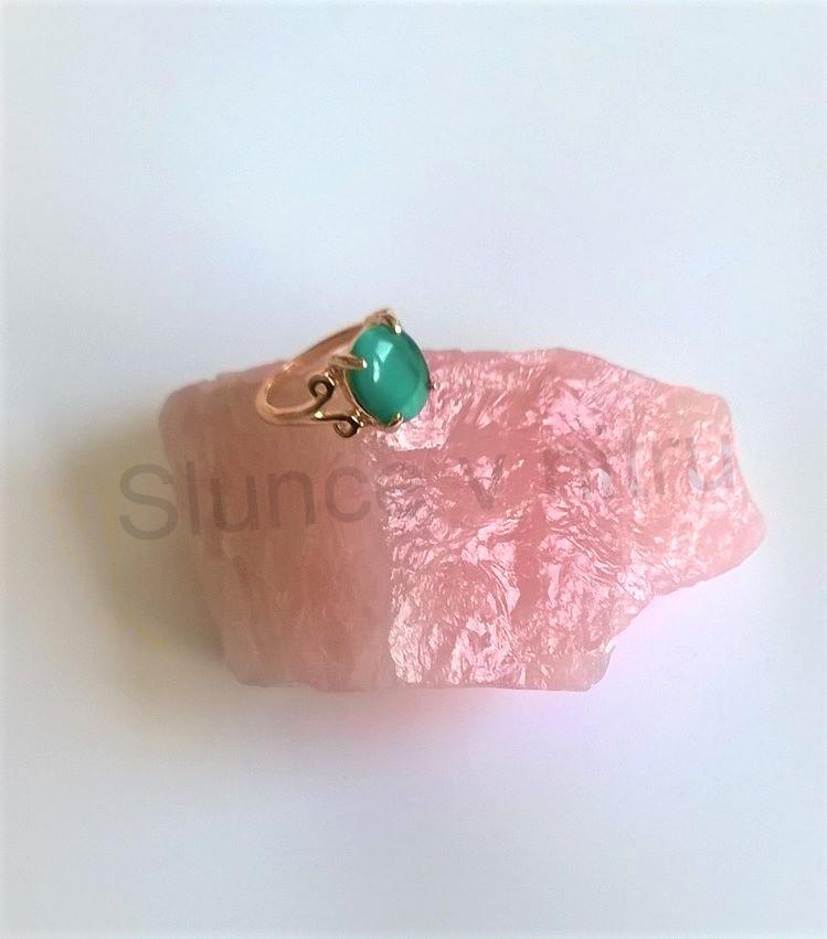 Prsten s polodrahokamenem Kočičí oko a zirkony (BP96)