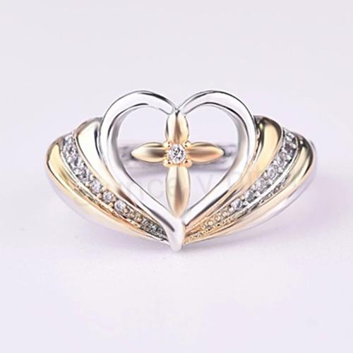 Prsten srdce, kříž a zirkony velikost 57 (BP298)