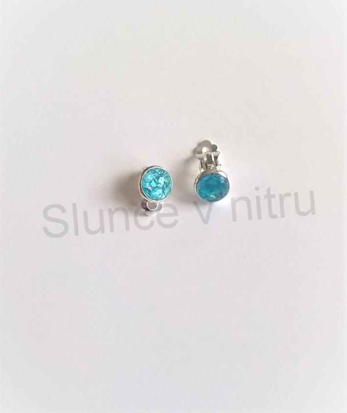 Náušnice klipsy se syntetickým opálem (BB450)