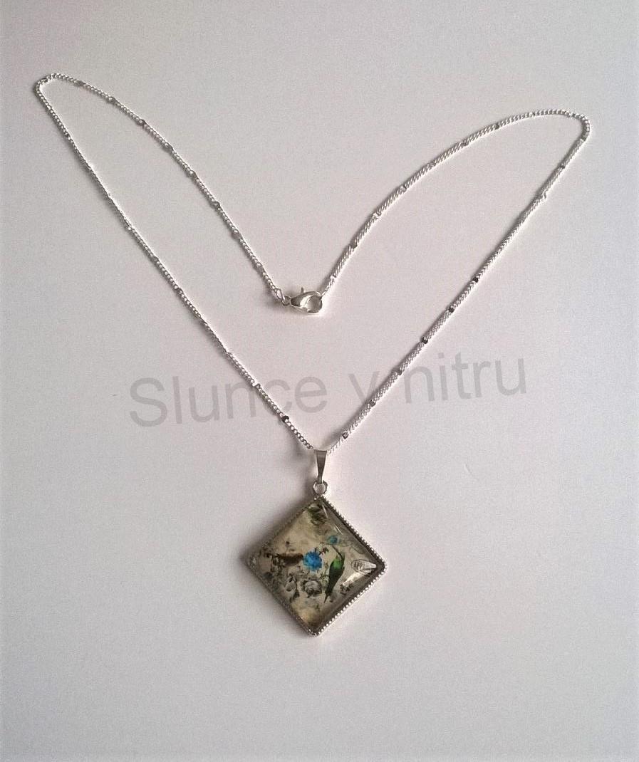 Postříbřený náhrdelník s přívěškem ptačků (BD327)