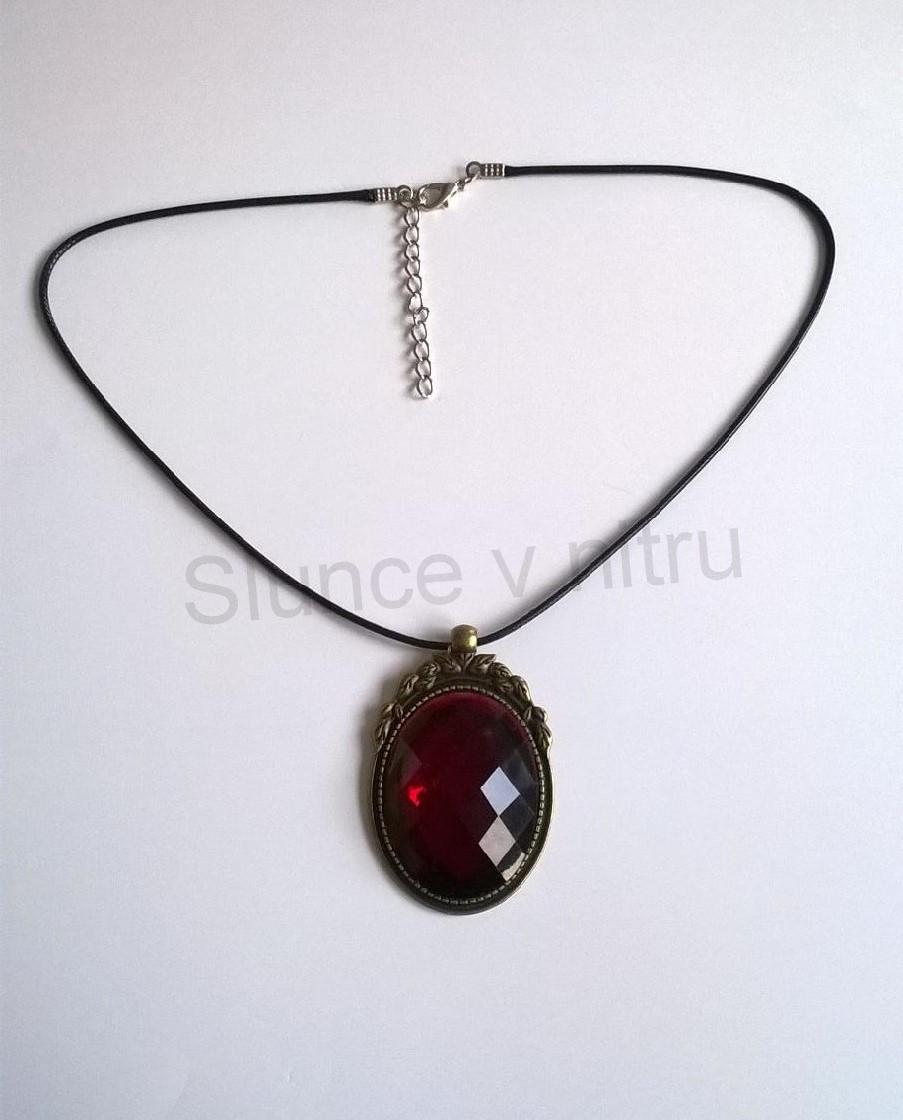 Náhrdelník s přívěškem imitace rubínu (BD332) 