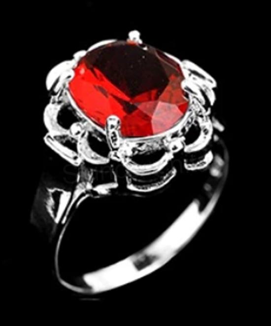 Postříbřený prsten se zirkonem číslo 6 velikost 53 (BE183)