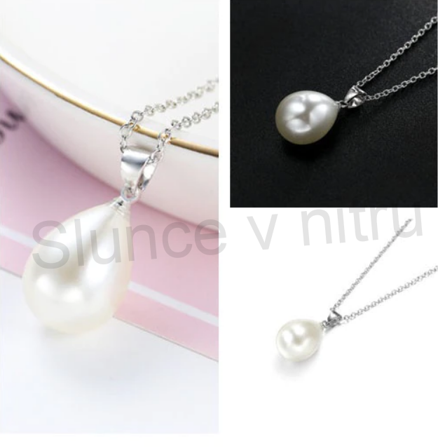 Postříbřená souprava šperků s perlou (BE185)