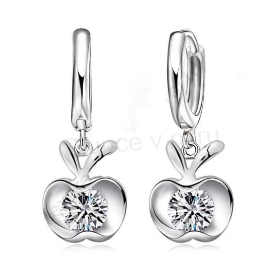 Postříbřená souprava jablko se zirkonem (BE186)