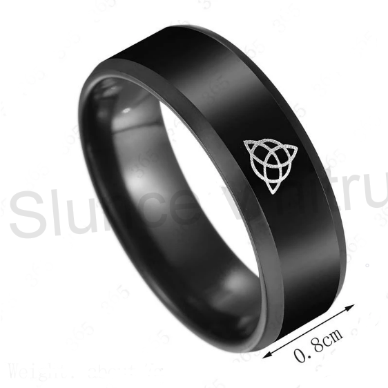 Černý prsten z chirurgické oceli / titán s ornamentem Triquetra (BP305)
