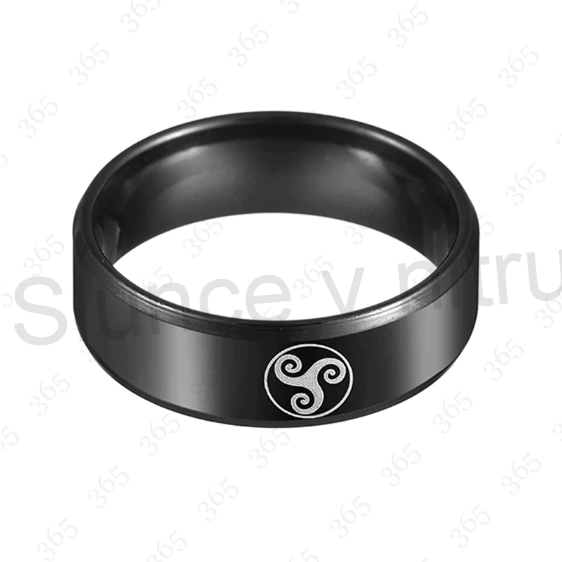 Černý prsten z chirurgické oceli / titán s ornamentem Vlka, Wolf (BP306)