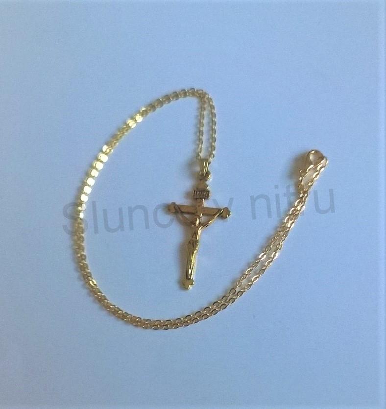 Pozlacený náhrdelník s přívěškem kříž z chirurgické oceli (BD362) 
