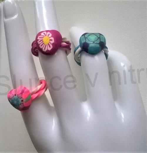 Dětský polymerový prsten srdce růžový (BP313)