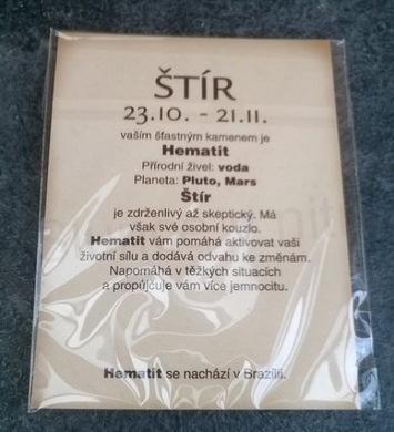 Minerální přívěsek hematit - znamení ŠTÍR (X522)