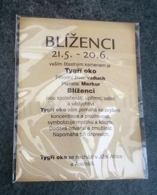 Minerální přívěšek znamení - BLÍŽENCI - Tygří oko (X524)