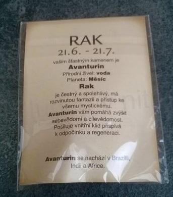 Minerální přívěsek Aventurín znamení - RAK (X530)