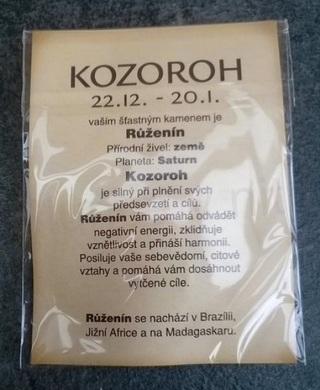 Minerální přívěsek Růženín znamení - KOZOROH (X532)