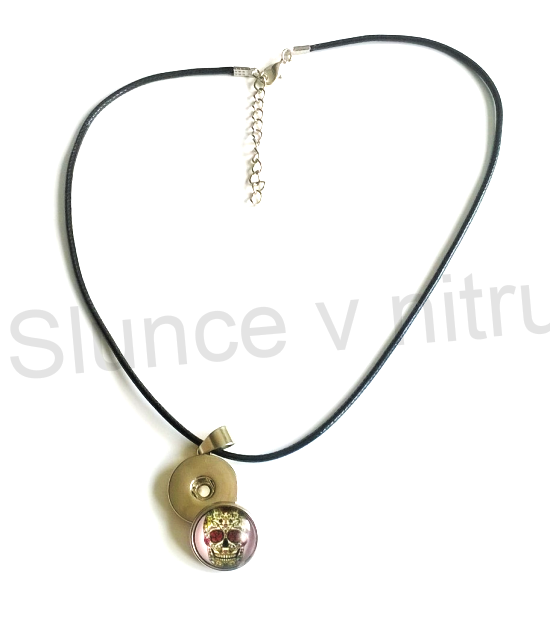 Náhrdelník s přívěškem  lebka s růžemi (BD378) 