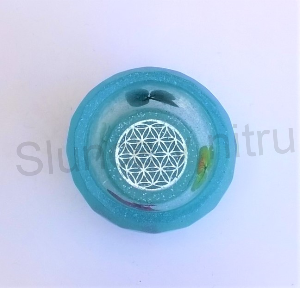 Orgonitová vázička s květem života a květinami 4,8x3 cm (PP62)