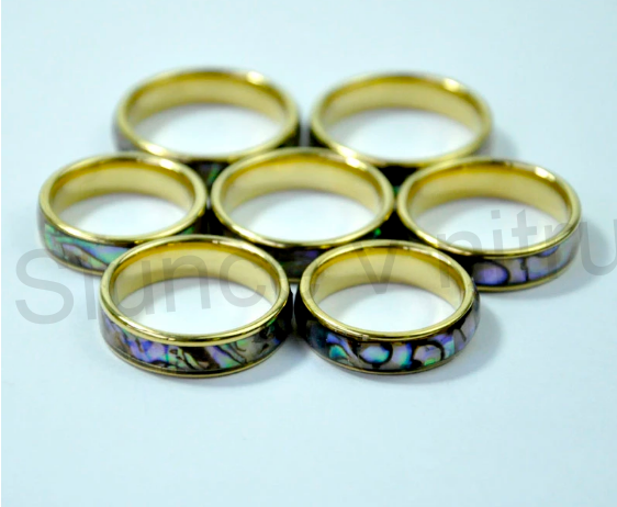 Prsten z chirurgické oceli mušle Paua (BP331)