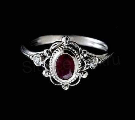 Postříbřený prsten s Rubínem (BE208)