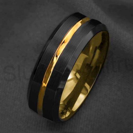 Pánský černý prsten z chirurgické oceli (BP339)