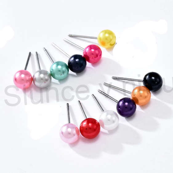 Puzetové náušnice z chirurgické oceli krémové 5,7 x 16,4 mm (BB445)