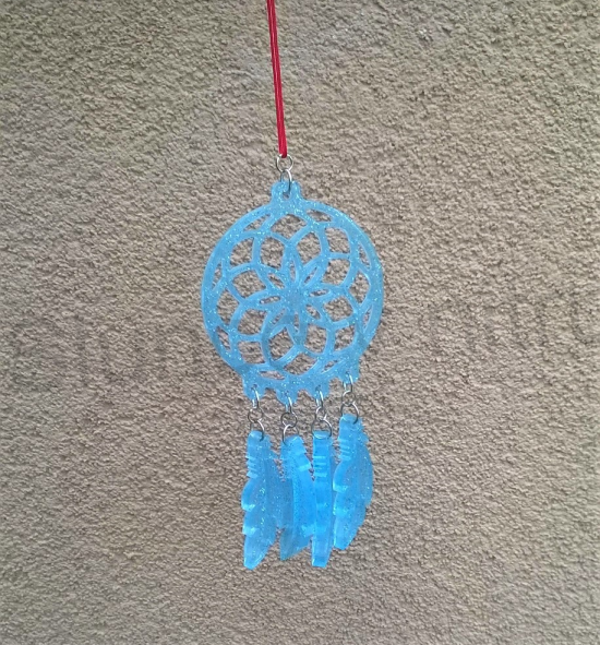 Orgonitový snář- lapač snů 13,5x6,2 cm  modrý (PP101)